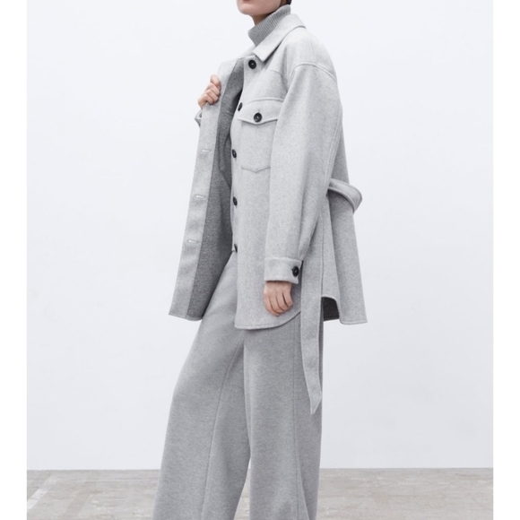 ZARA soft belted overshirt - Picture 6 of 10